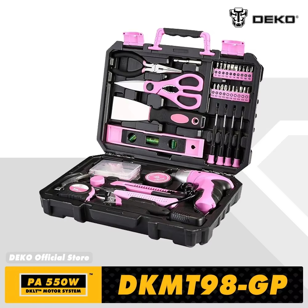 Power Tools Pink - DEKO DKMT98-GP สีชมพู 98 ชิ้นชุดเครื่องมือทั่วไปเครื่องมือในครัวเรือน &