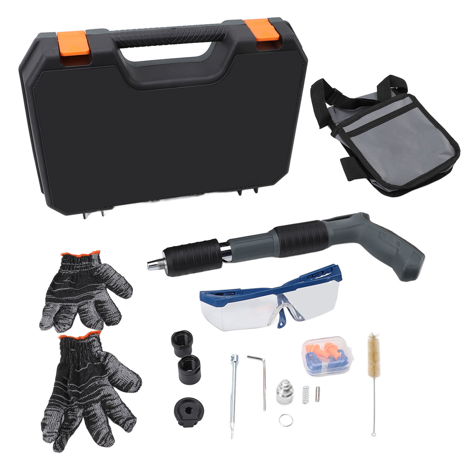 Power Tools Red - เครื่องยิงตะปูแบบพกพา ป้องกันเสียงรบกวน ใช้กับผนังคอนกรีต อิฐแดง และผนังอื่นๆ พร้อมคู่มือการใช้งาน