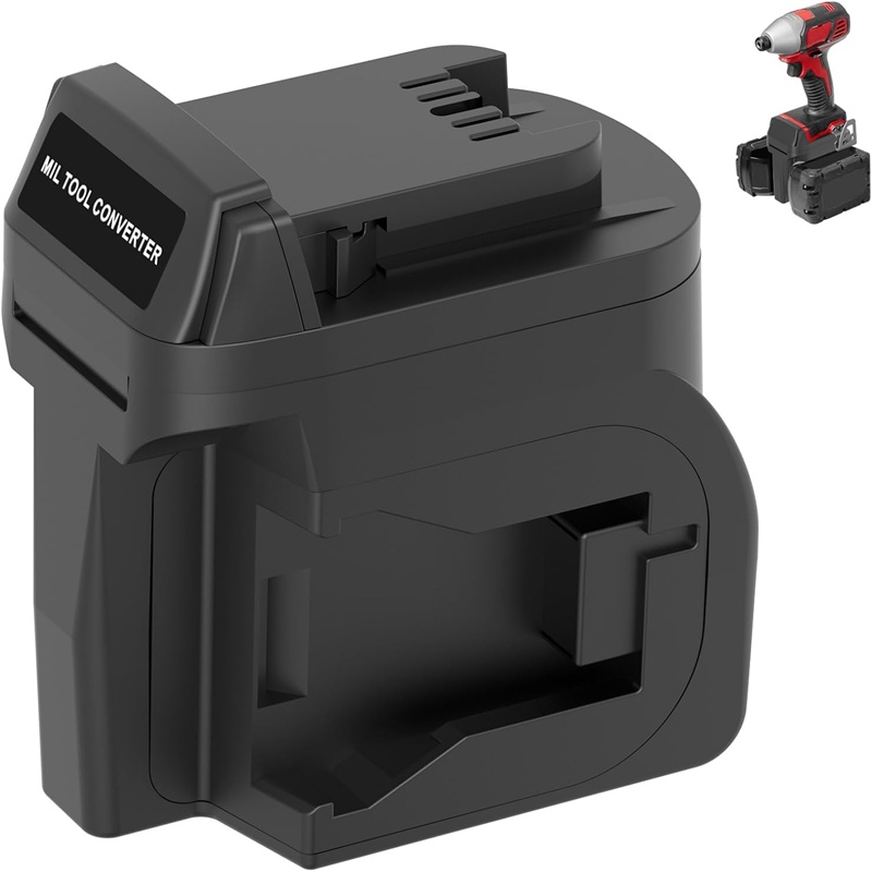 Power Tools Red - อะแดปเตอร์แบตเตอรี่ 2 in 1 สำหรับแบตเตอรี่ลิเธียมอิออน Milwaukee