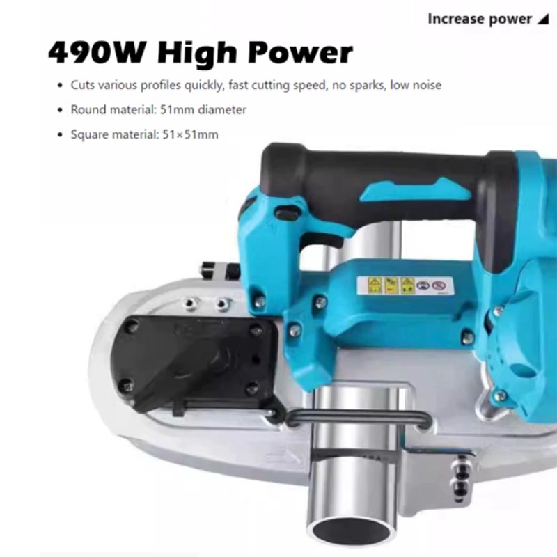 Power Tools Portable - เลื่อยสายพานไร้สายแบบพกพา 490W พร้อมแบตเตอรี่ลิเธียม เครื่องมือตัดโลหะและไม้แบบมือถือ 18V เครื่องตัดไร้สาย