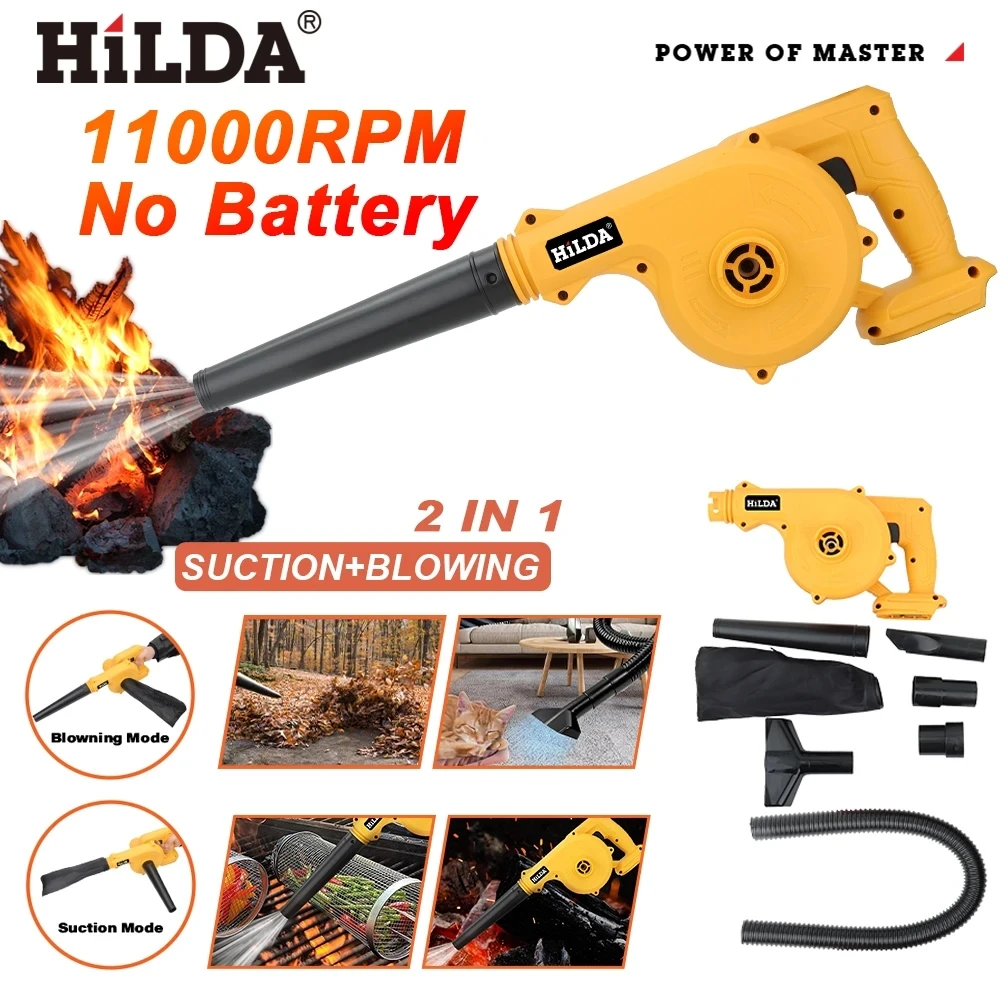 Power Tools Pink - HILDA 18V เครื่องเป่าลมไฟฟ้า 2IN 1 เครื่องดูดฝุ่นฝุ่นคอมพิวเตอร์สะสมไร้สายมือถือเครื่องมือสําหรับ