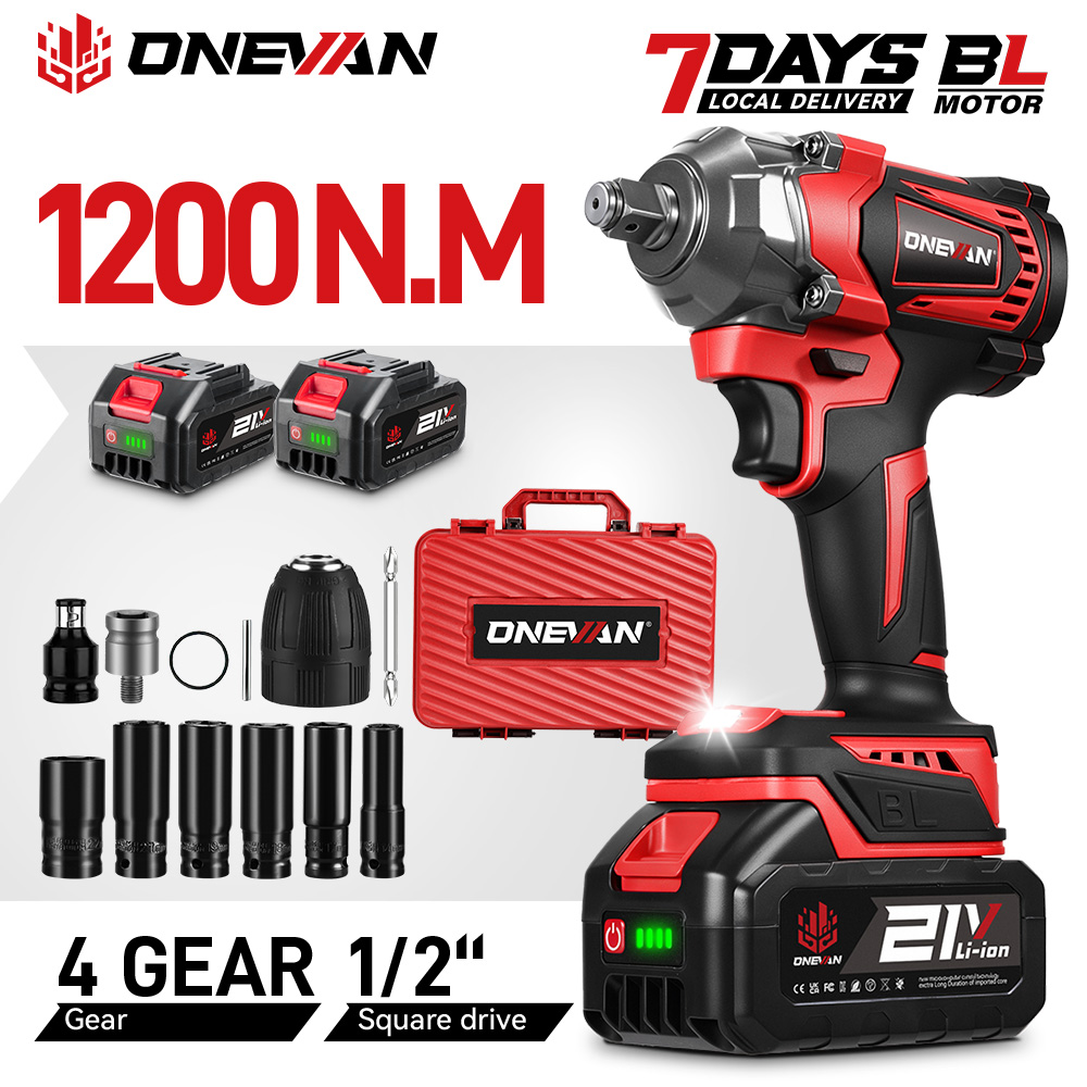 Power Tools Pink - ONEVAN 1200N.M Brushless ประแจผลกระทบไฟฟ้าไร้สายแรงบิดสูงไขควงปืนเครื่องมือสําหรับ Makita 18V