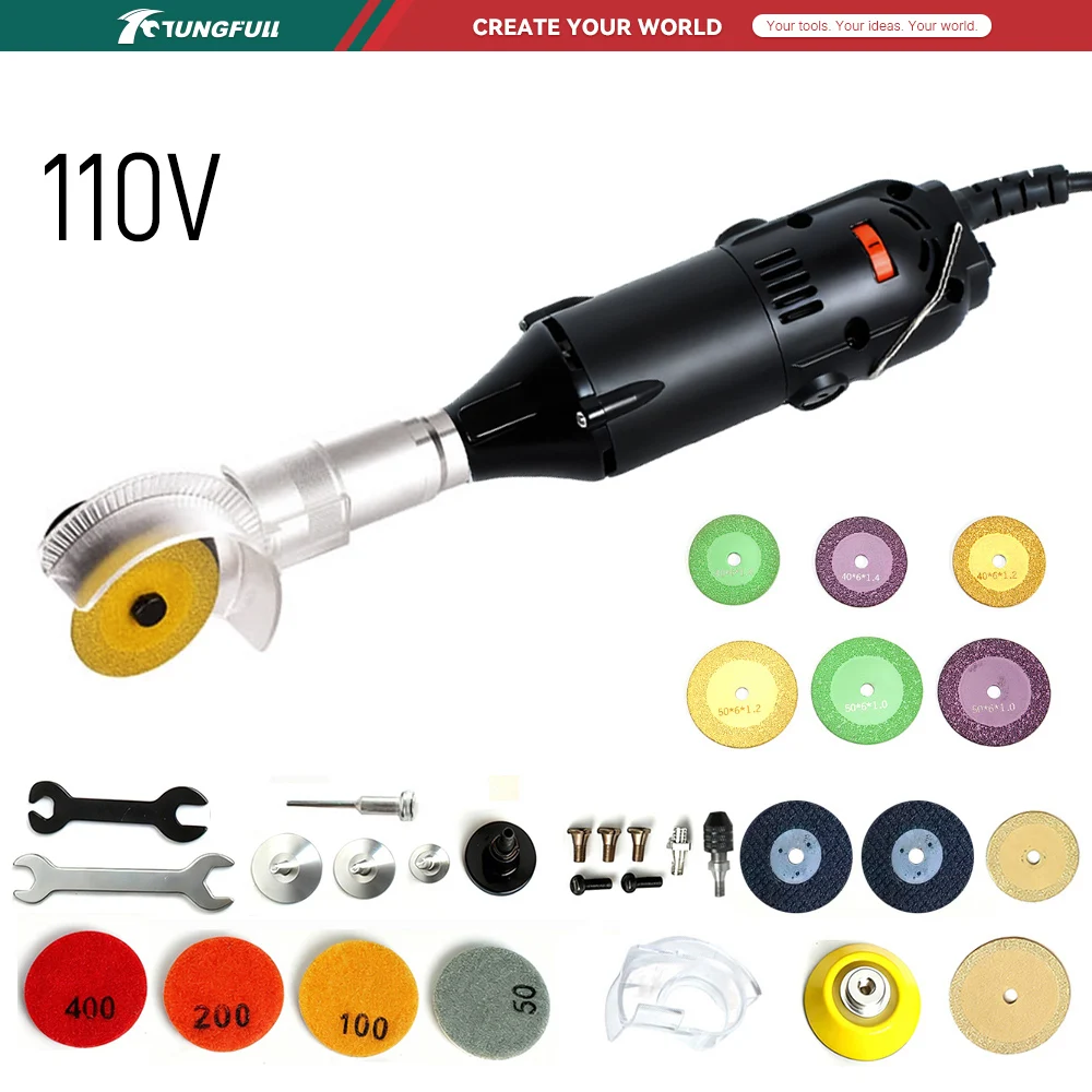 Power Tools Portable - เครื่องเจียรมุมขนาดเล็ก TUNGFULL 110V เครื่องขัดไฟฟ้าแบบพกพา สำหรับงานตัดโลหะ ไม้