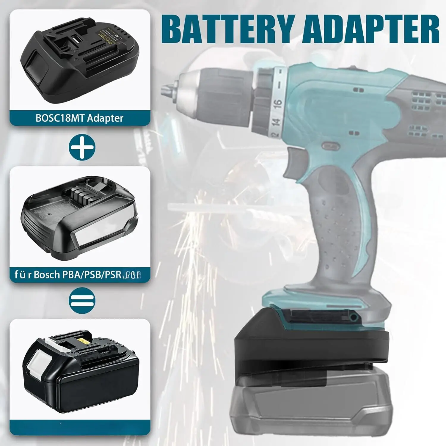 Power Tools Online - อะแดปเตอร์เครื่องมือ Makita สำหรับใช้กับแบตเตอรี่ Bosch 18V PBA