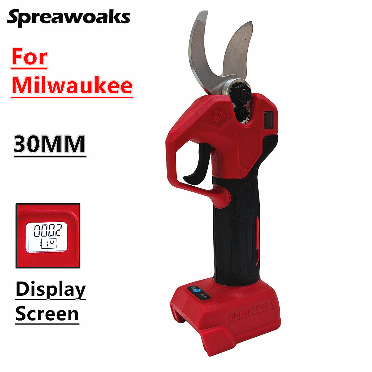Power Tools Milwaukee - Brushless ไฟฟ้ากรรไกรตัดแต่งกิ่ง Pruner พร้อมจอแสดงผล LED 32