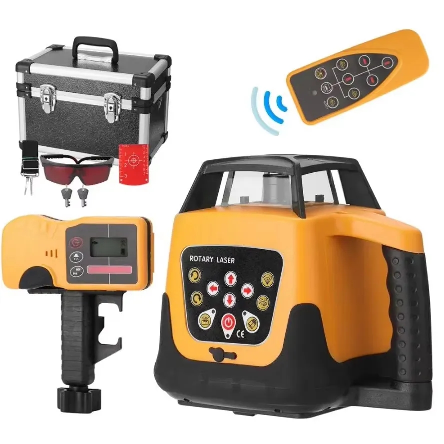 Power Tools Red - เครื่องวัดระดับเลเซอร์แบบหมุนอัตโนมัติ 500 ม. สีแดง สีเขียว ปรับระดับอัตโนมัติ