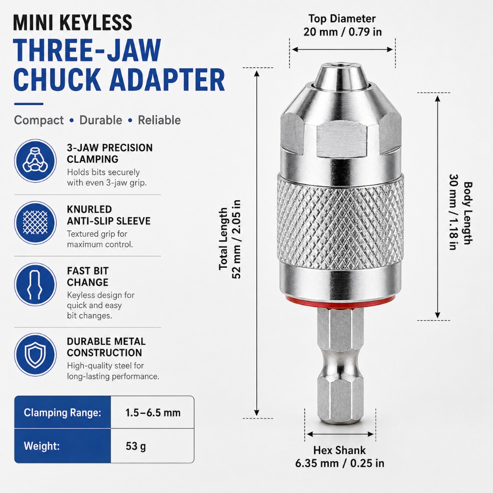 Power Tools Online - อะแดปเตอร์หัวจับดอกสว่าน 3 ขา พร้อมตัวแปลงหัวจับแบบปลดเร็ว สำหรับเครื่องมือไฟฟ้า สว่านไฟฟ้า