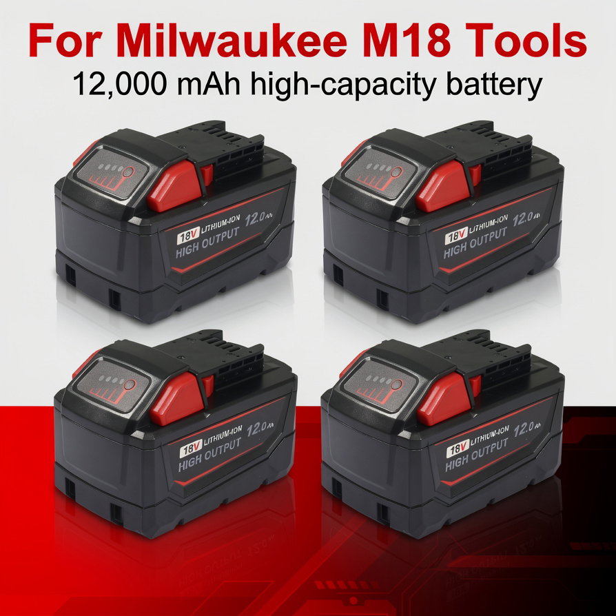 Power Tools Milwaukee - แบตเตอรี่ทดแทนกำลังสูง 18V 12.0Ah สำหรับ Milwaukee M18