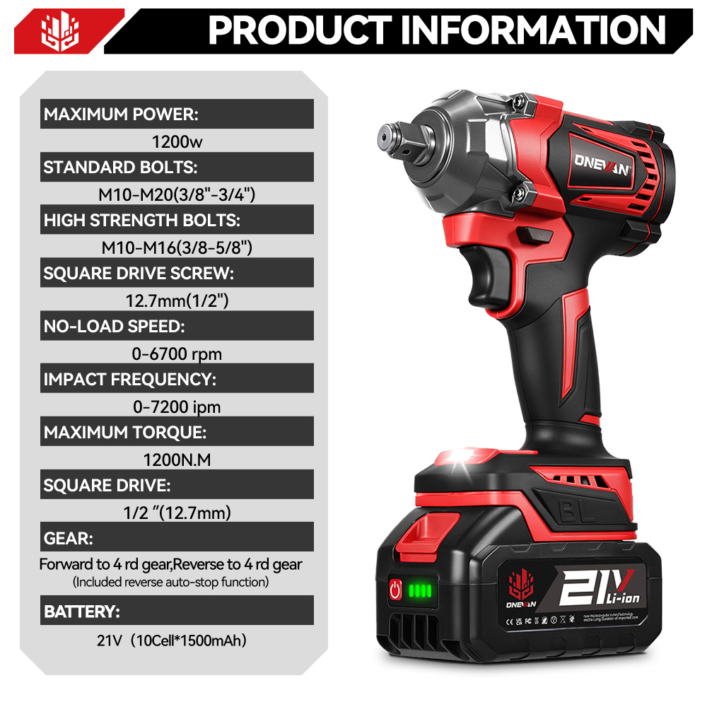 ONEVAN 1200N.M Brushless ประแจ - Power Tools Pink บทวิจารณ์และราคา